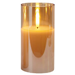 Светодиодная свеча с имитацией пламени Матфен 15 см янтарная, стекло, на батарейках, таймер