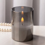 Светодиодная свеча с имитацией пламени Матфен 10 см дымчатая, стекло, на батарейках, таймер