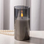 Светодиодная свеча с имитацией пламени Матфен 15 см дымчатая, стекло, на батарейках, таймер