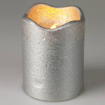 Светодиодная свеча Romanzo 9 см серебряная, мерцающее пламя, на батарейках, таймер