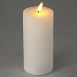 Светодиодная восковая свеча Rustic 15 см белая, мерцающее пламя, на батарейках, таймер