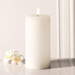 Светодиодная восковая свеча Rustic 15 см белая, мерцающее пламя, на батарейках, таймер