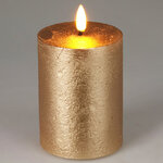 Светодиодная восковая свеча Rustic 10 см золотая, мерцающее пламя, на батарейках, таймер