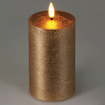 Светодиодная восковая свеча Rustic 12.5 см золотая, мерцающее пламя, на батарейках, таймер