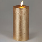 Светодиодная восковая свеча Rustic 15 см золотая, мерцающее пламя, на батарейках, таймер