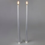 Столовая светодиодная свеча Abington 28 см серебряная, 2 шт с пультом, таймер, на батарейках