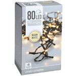 Светодиодная гирлянда Koopman Comfort 6 м, 80 теплых белых LED ламп, зеленый ПВХ, контроллер, таймер, IP44