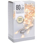 Светодиодная гирлянда Koopman Comfort 6 м, 80 теплых белых LED ламп, прозрачный ПВХ, контроллер, таймер, IP44