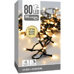 Светодиодная гирлянда Koopman Comfort 6 м, 80 экстра теплых белых LED ламп, зеленый ПВХ, контроллер, таймер, IP44