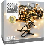 Светодиодная гирлянда Koopman Comfort 24 м, 320 экстра теплых белых LED ламп, зеленый ПВХ, контроллер, таймер, IP44