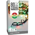 Светодиодная гирлянда Koopman Comfort Italian 6 м, 80 разноцветных LED ламп, зеленый ПВХ, контроллер, таймер, IP44