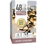 Светодиодная гирлянда на батарейках Koopman 3.6 м, 48 экстра теплых белых LED ламп, черный ПВХ, контроллер, таймер, IP44