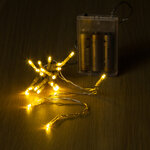 Светодиодная гирлянда Романтика на батарейках 20 теплых белых LED ламп 2 м, прозрачный ПВХ, IP20