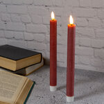 Столовая светодиодная свеча с имитацией пламени Инсендио 26 см 2 шт бордовая, батарейка