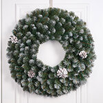 Венок Императорский Заснеженный 60 см с шишками, ПВХ