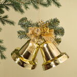 Елочное украшение Колокольчики 12 см золото