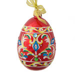 Стеклянная елочная игрушка Яйцо Фаберже 8 см, красное, подвеска