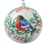 Стеклянный елочный шар Зимний 11 см белый