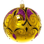 Стеклянный елочный шар Торжество 115 мм золотой глянцевый