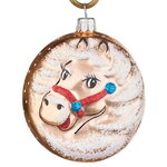 Елочное украшение-медальон Зодиак - Лошадь Мирелла 9 см золотой, стекло