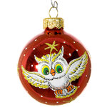 Стеклянный елочный шар Лесной 6 см красный