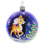 Стеклянный елочный шар Олешка 7 см синий