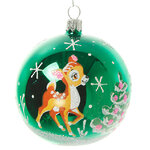 Стеклянный елочный шар Олешка 7 см зеленый
