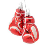 Стеклянная елочная игрушка Боксерские перчатки 8 см, красная, подвеска