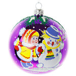 Стеклянный елочный шар Зимняя забава 8 см фиолетовый