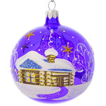 Стеклянный елочный шар Сторожка 85 мм фиолетовый