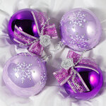 Набор стеклянных елочных шаров Романтика 4*75 мм фиолетовый