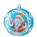 Стеклянный елочный шар Дед Мороз 7 см бирюзовый