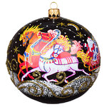 Стеклянный елочный шар Новогодняя Тройка 11 см черный