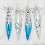 Набор елочных игрушек Сосульки Подвески Витые 15 см голубые, 4 шт, стекло