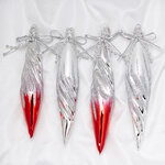 Набор елочных игрушек Сосульки Подвески Витые 15 см красные, 4 шт, стекло