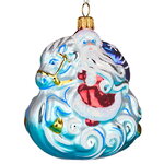 Стеклянная елочная игрушка Зодиак - Лошадка с Дедом Морозом 8 см