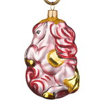 Стеклянная елочная игрушка Зодиак - Цирковая Лошадка 10 см красная
