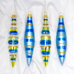 Набор елочных игрушек Сосульки Маячок 13 см голубые, 4 шт, стекло, подвеска