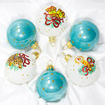 Набор стеклянных елочных шаров Рождественский мотив 5 см, 6 шт