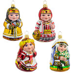 Набор стеклянных елочных игрушек Времена года 8.5 см, 4 шт, подвеска