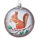 Стеклянный елочный шар Белка 9 см коричневый