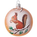 Стеклянный елочный шар Белка 9 см золотой