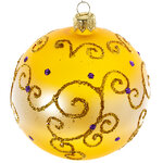 Стеклянный елочный шар Золотой 8 см