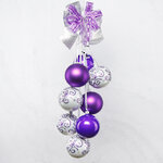 Гирлянда из новогодних шаров Грация, фиолетовая, стекло