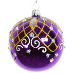 Стеклянный елочный шар Кокетка 75 мм фиолетовый