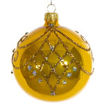 Стеклянный елочный шар Версаль 8 см золотой