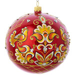 Стеклянный елочный шар Русский узор 11 см
