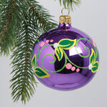 Стеклянный елочный шар Лето 75 мм фиолетовый
