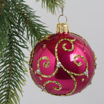 Стеклянный елочный шар Традиция 60 мм бордовый
