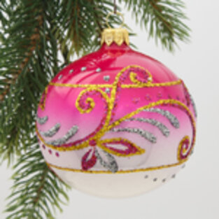 Стеклянный елочный шар Магия 85 мм розовый